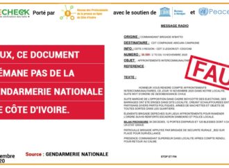 Faux, ce document n’émane pas de la gendarmerie nationale de Côte d’Ivoire