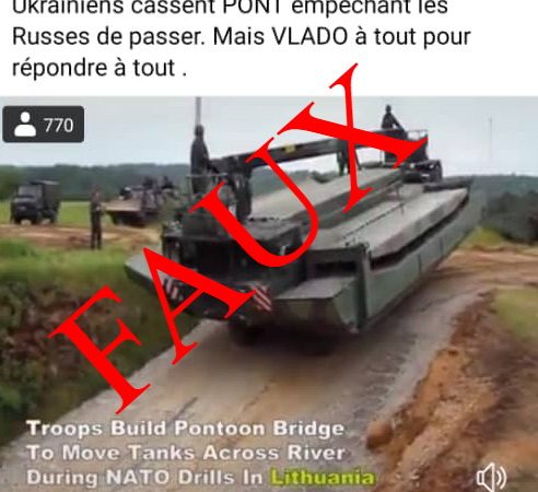 Attention, cette vidéo ne montre pas un char russe qui se transforme en pont