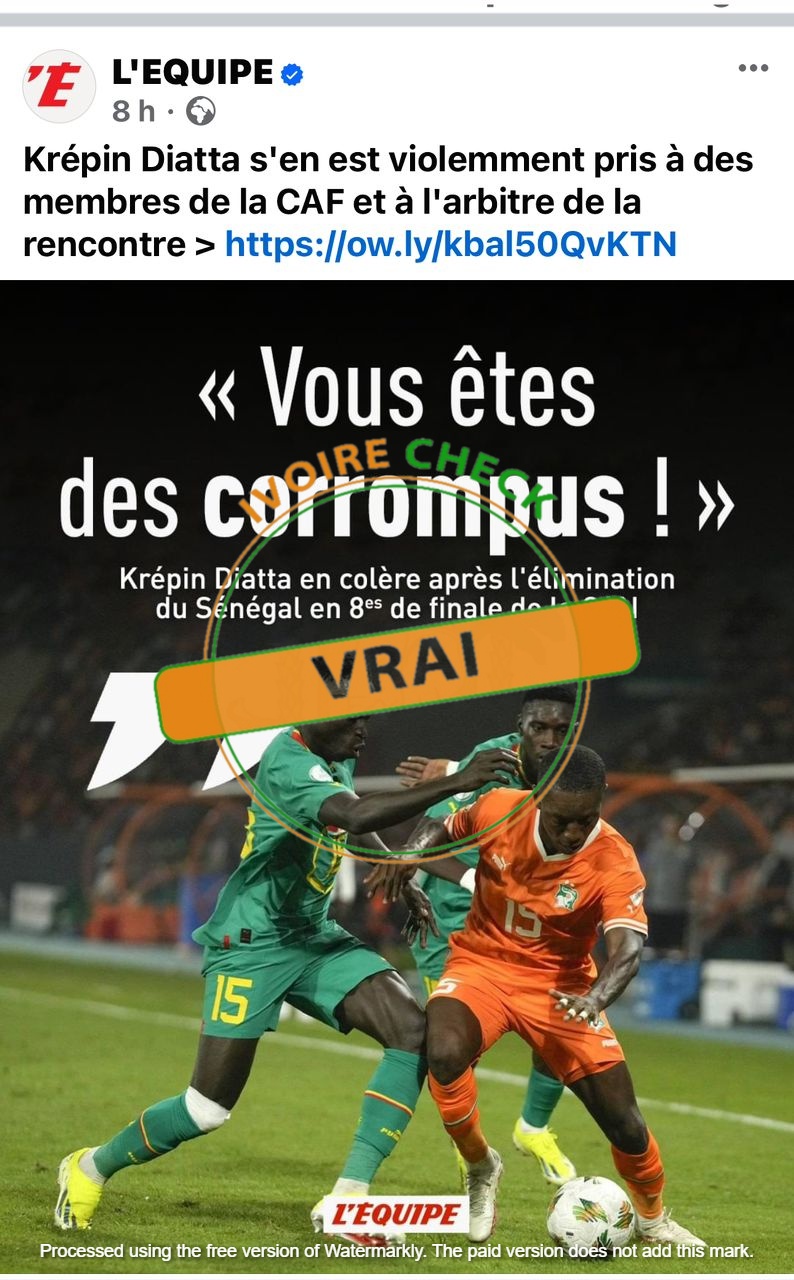 Vrai, Krépin Diatta a manifesté son mécontentement après la défaite du Sénégal