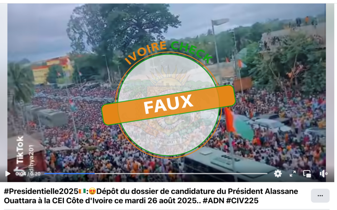 FAUX : cette vidéo ne montre pas la foule  lors du dépôt de candidature d’Alassane Ouattara à l’élection présidentielle d’octobre 2025