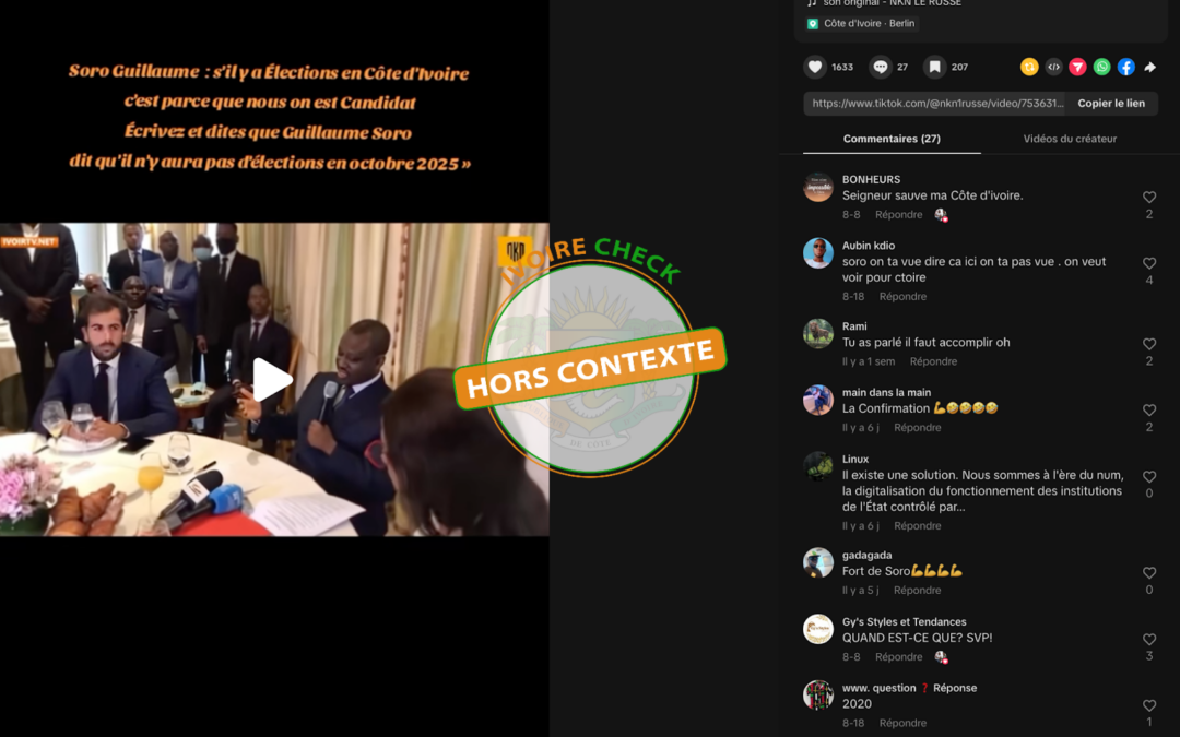 Présidentielle ivoirienne de 2025 : une ancienne vidéo de Guillaume Soro affirmant que « l’élection n’aura pas lieu » est diffusée hors contexte