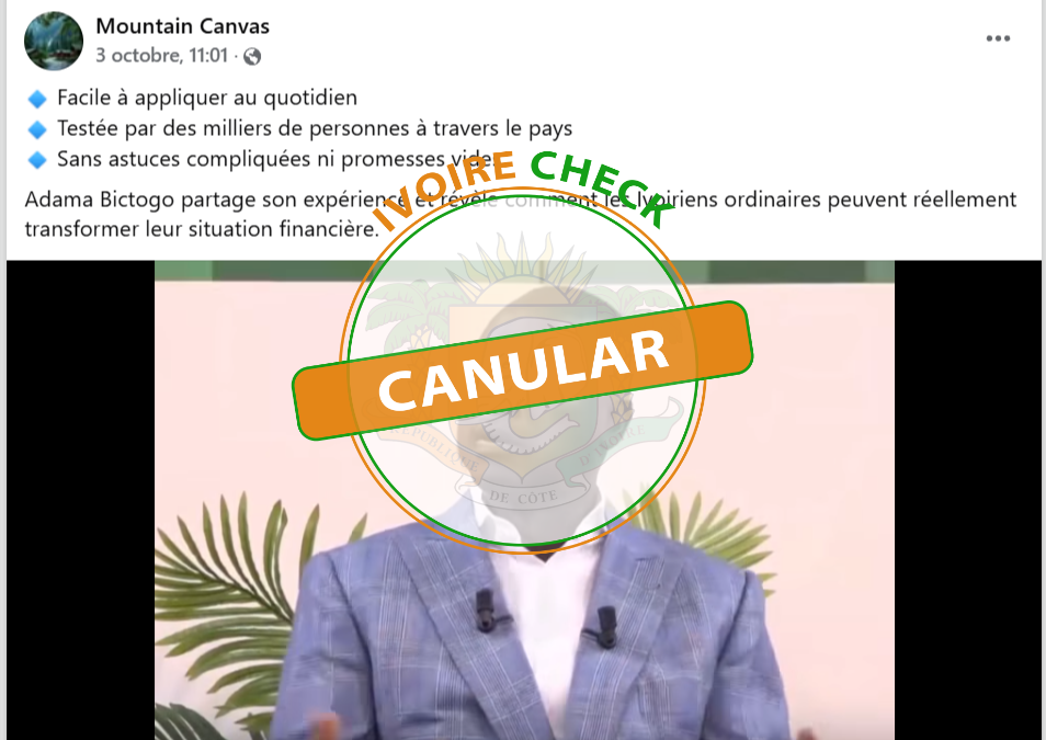 Non, Adama Bictogo n&rsquo;a pas incité les jeunes à faire un investissement en ligne