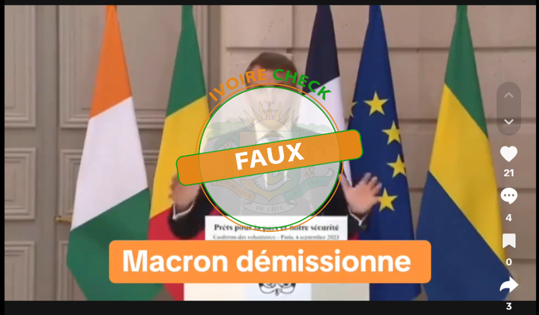 MANIPULÉE : Emmanuel Macron n&rsquo;a pas annoncé  qu’il viendrait en Côte d’Ivoire pour devenir conseiller spécial